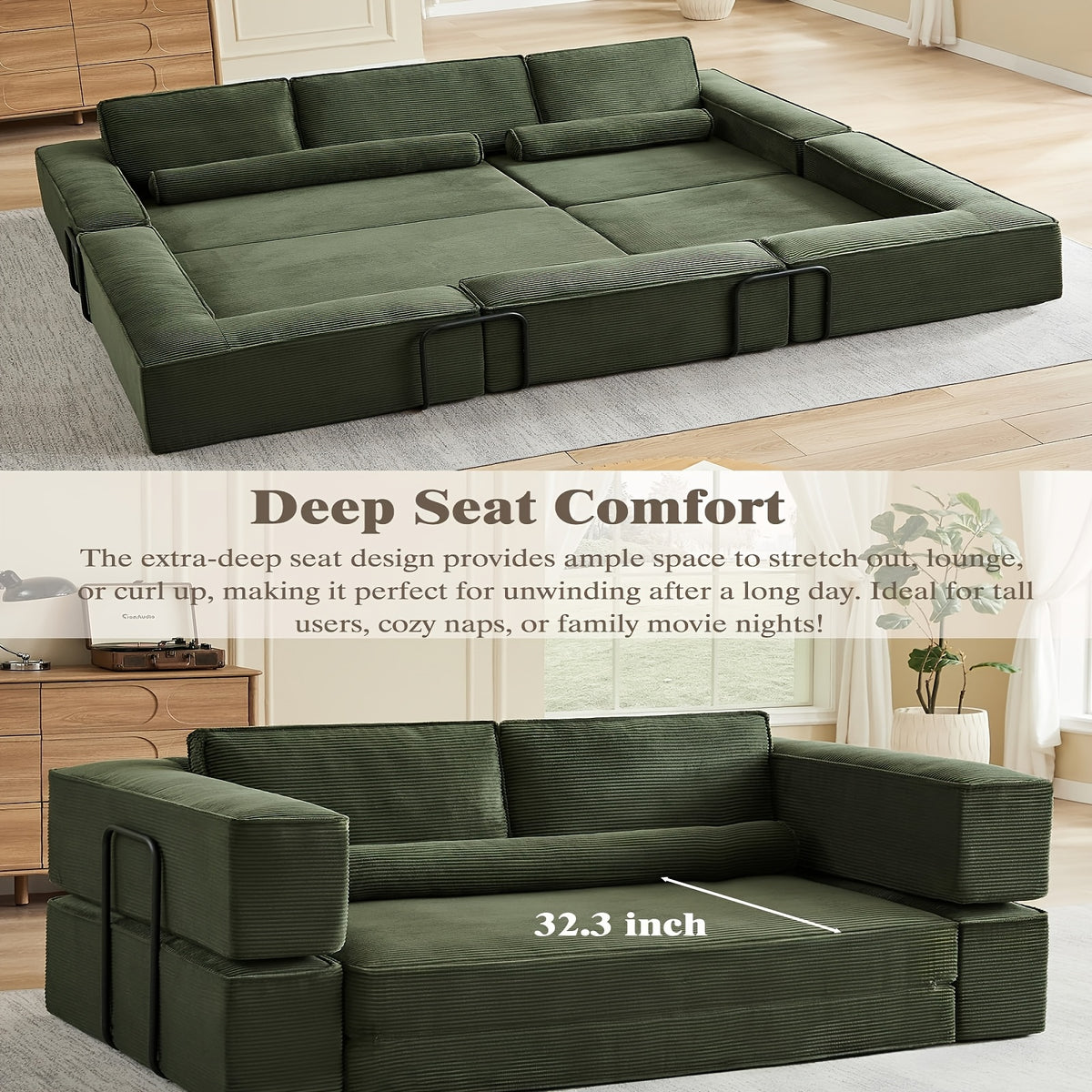 118 8 boneless corduroy futon sofa couch bed metal frame - Temu