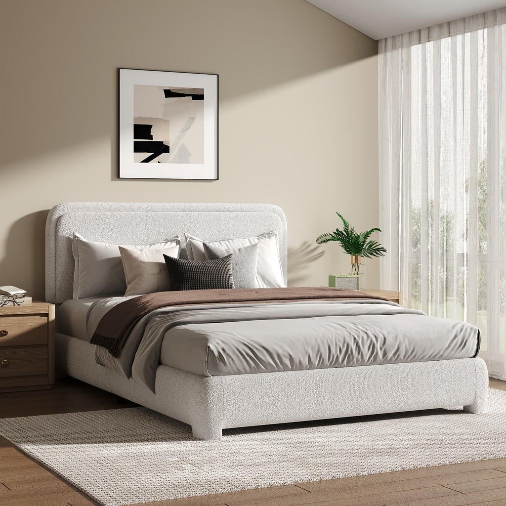 twin full   bed frame cloud boucle upholstered - Temu