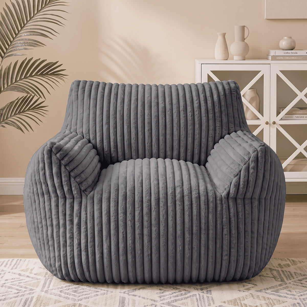 cozy plush bean bag chair armrests ultra soft fluffy single - Temu