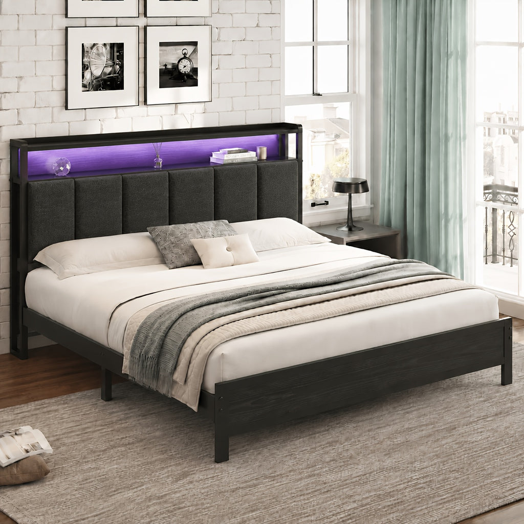 twin full queen king bed frame storage headboard upholstered - Temu