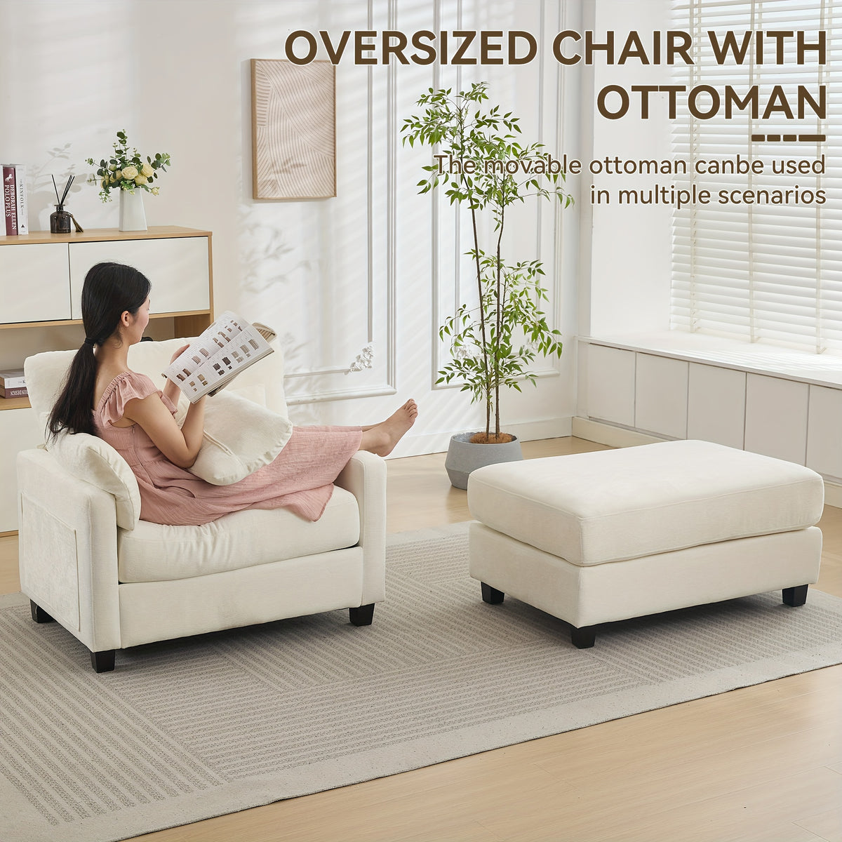 57 5 oversized chaise lounge   indoor white reading - Temu