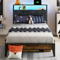 metal bed frame headboard storage shelves led lights type c - Temu