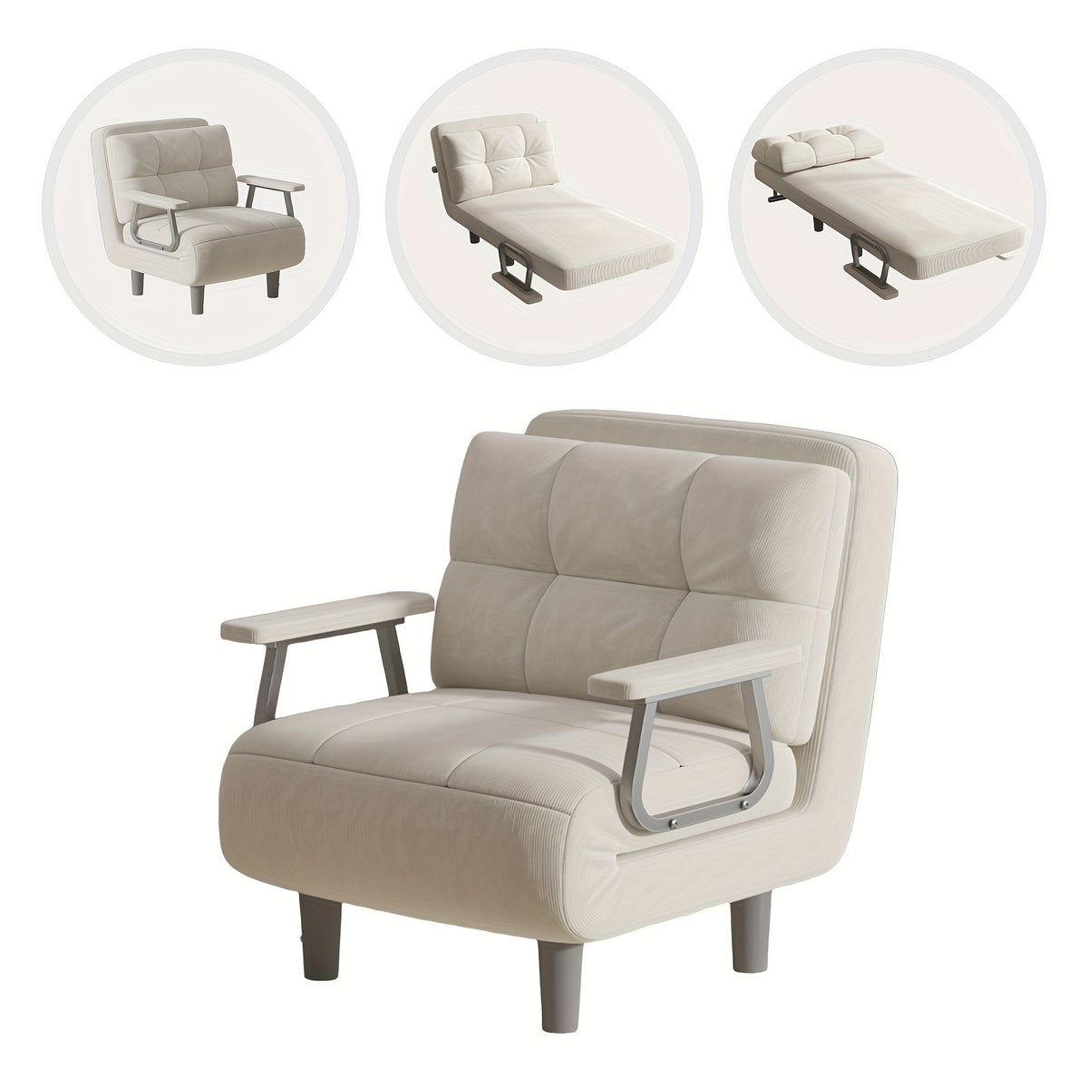 large folding chair bed silvery armrest corduroy sofa 5 - Temu