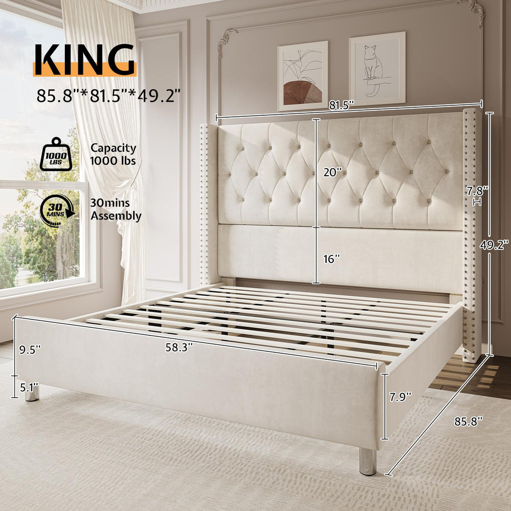 upholstered platform bed frame 50 inch velvet - Temu