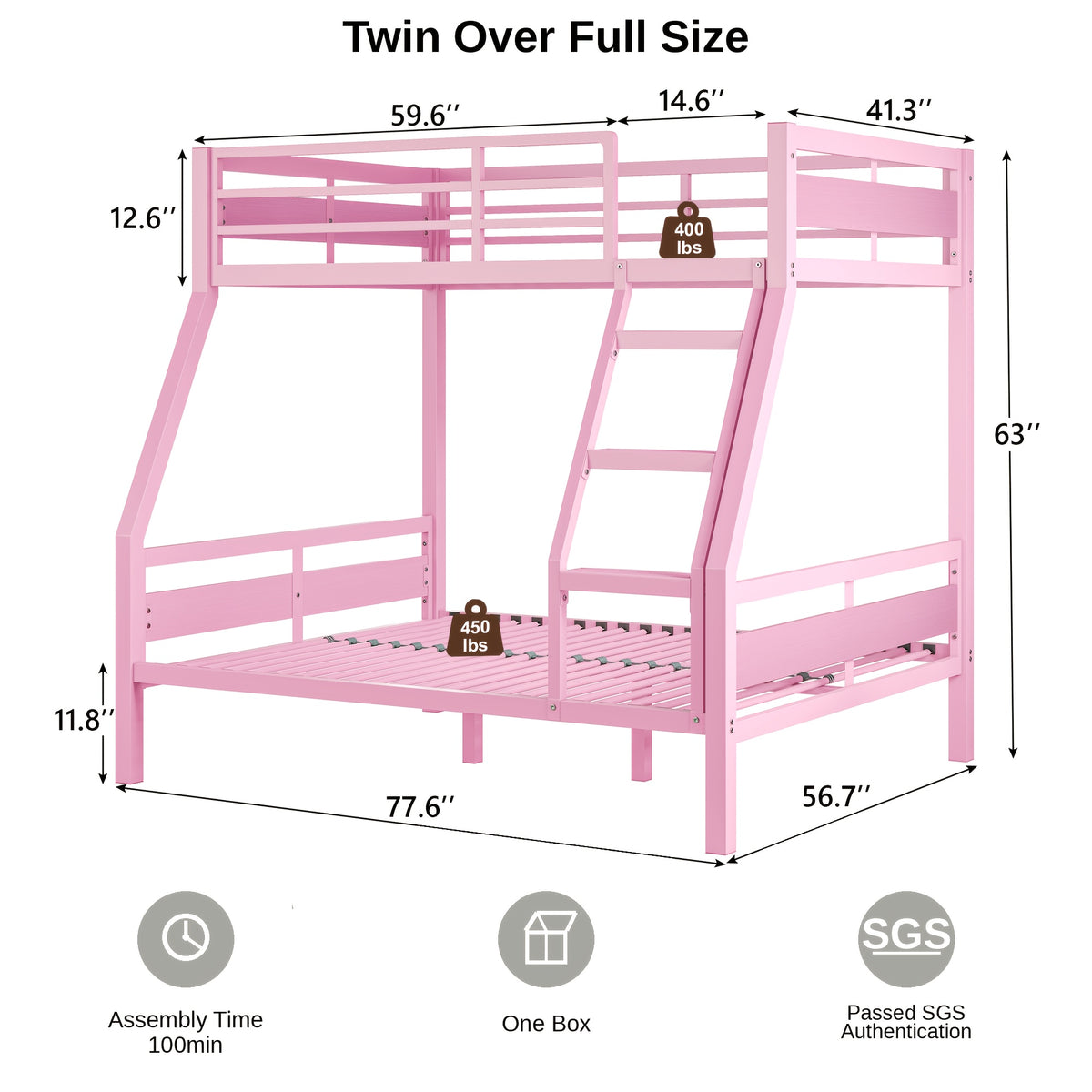 bunk bed twin full heavy duty metal bunkbeds full length - Temu