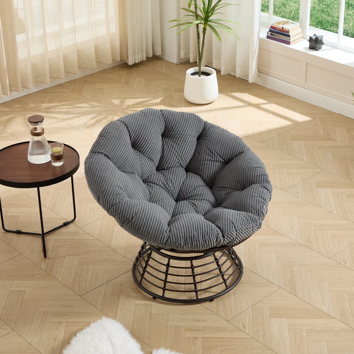 comfortable ergonomic wicker papasan chair 360 swivel indoor - Temu