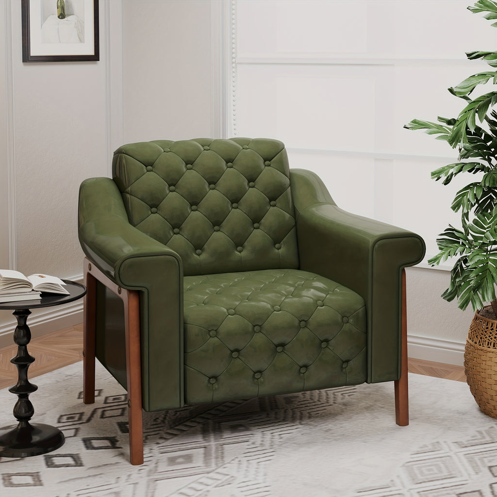 cozy accent chair faux leather modern living room chairs   - Temu