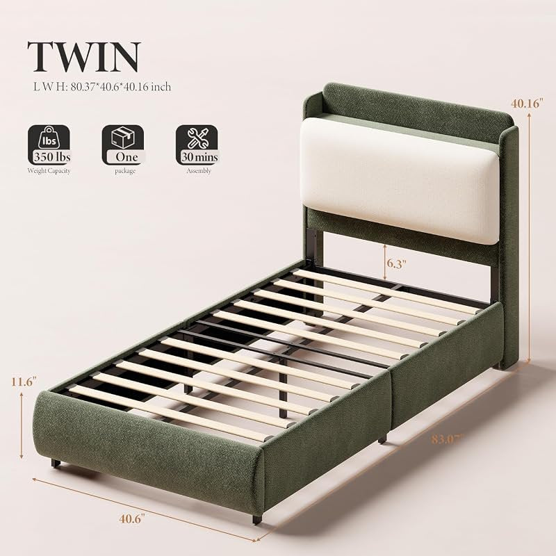 bedroom bed frame recessed shelf platform bed headboard - Temu