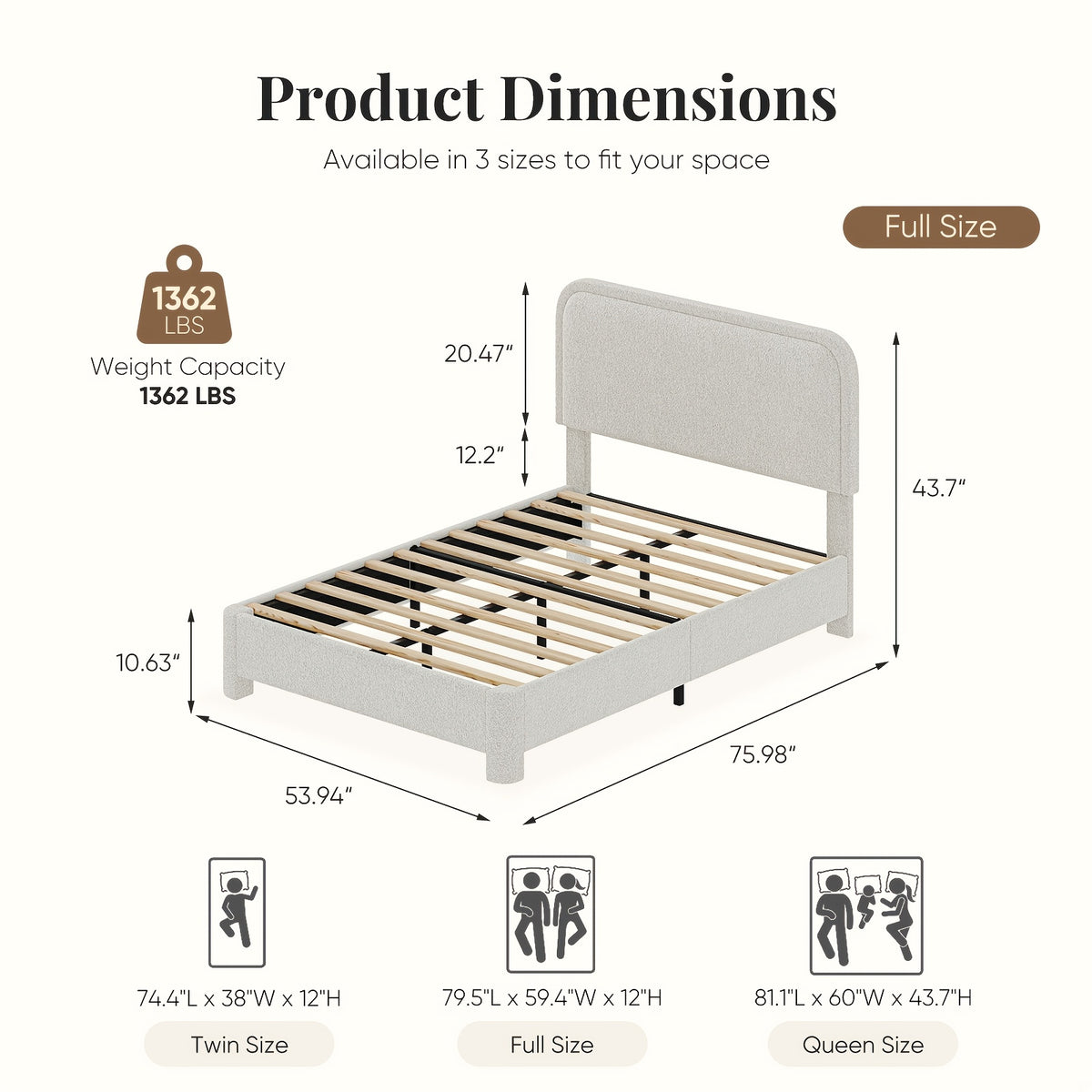 platform bed bed storage cloud teddy boucle frame adjustable - Temu