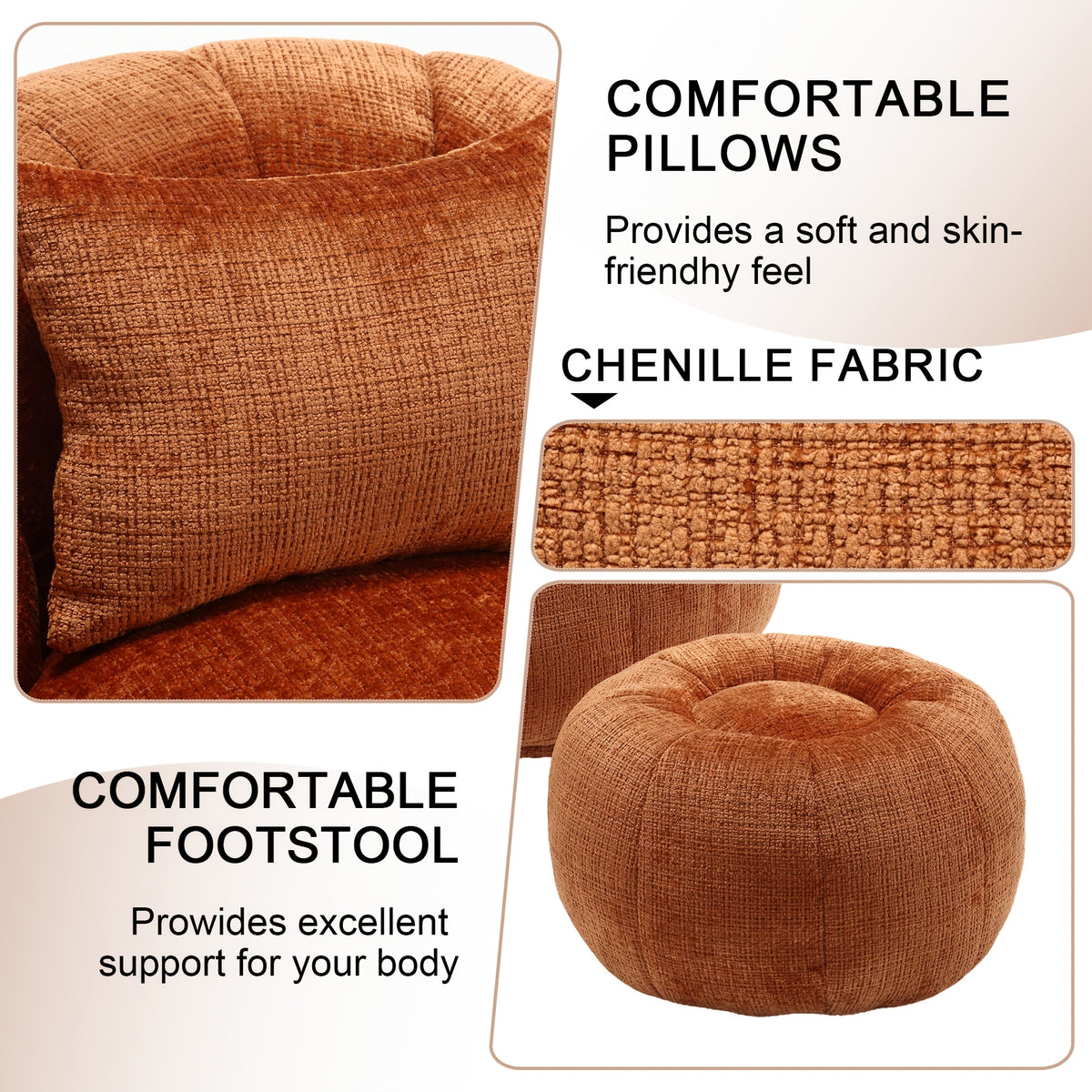 chenille round lazy   sofa chair   a - Temu
