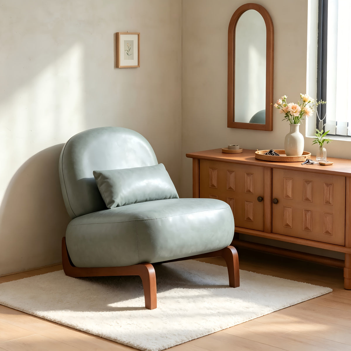 fashionable single person leisure chair solid wood curved - Temu