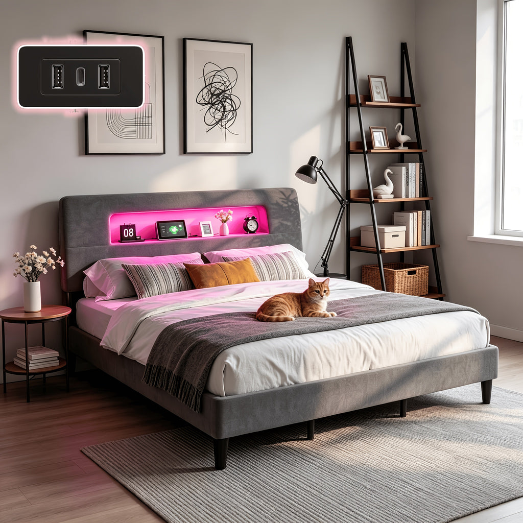 king queen full twin bed frame velvet material soft - Temu
