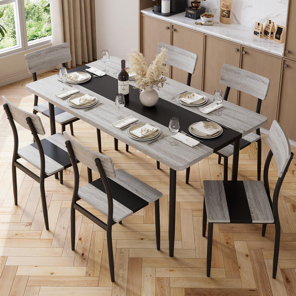 6pcs dining table set 6 seater mdf kitchen table 6 chairs - Temu
