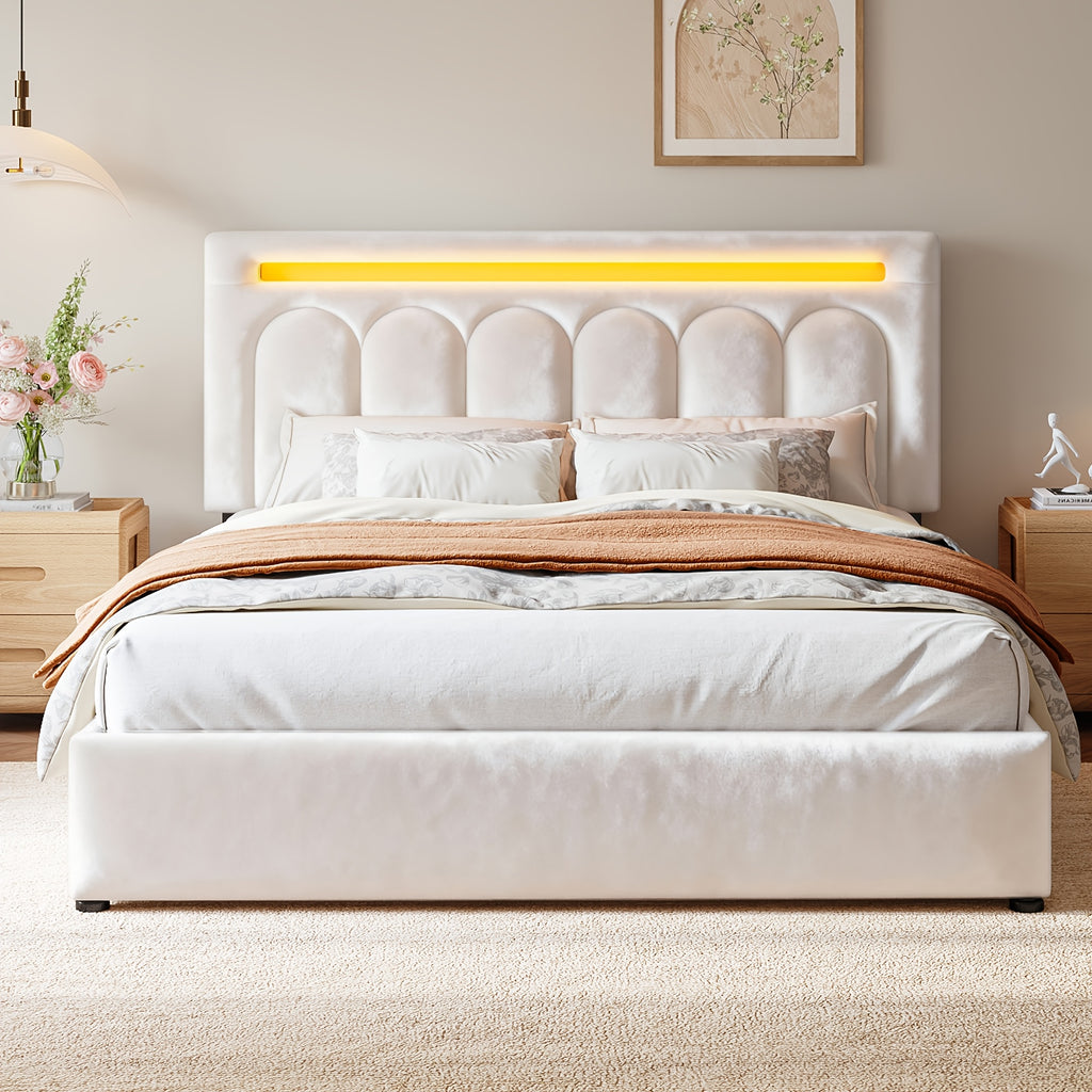 size velvet upholstered bed frame 4 storage drawers - Temu