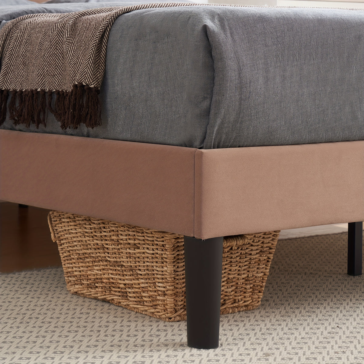 modern upholstered platform bed frame adjustable fabric - Temu