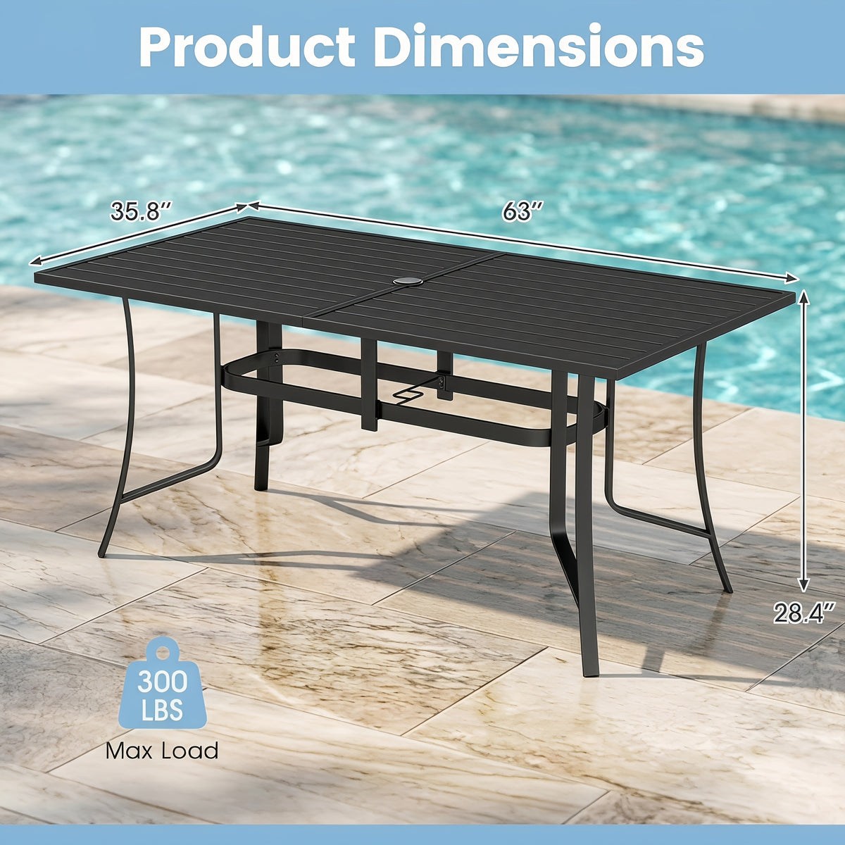 35 8 63 75 6 rectangular metal outdoor dining table weather - Temu