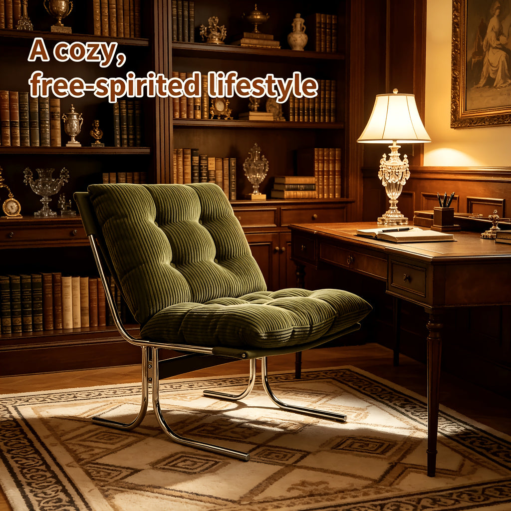 faux leather accent chair chrome metallegs armless modern - Temu