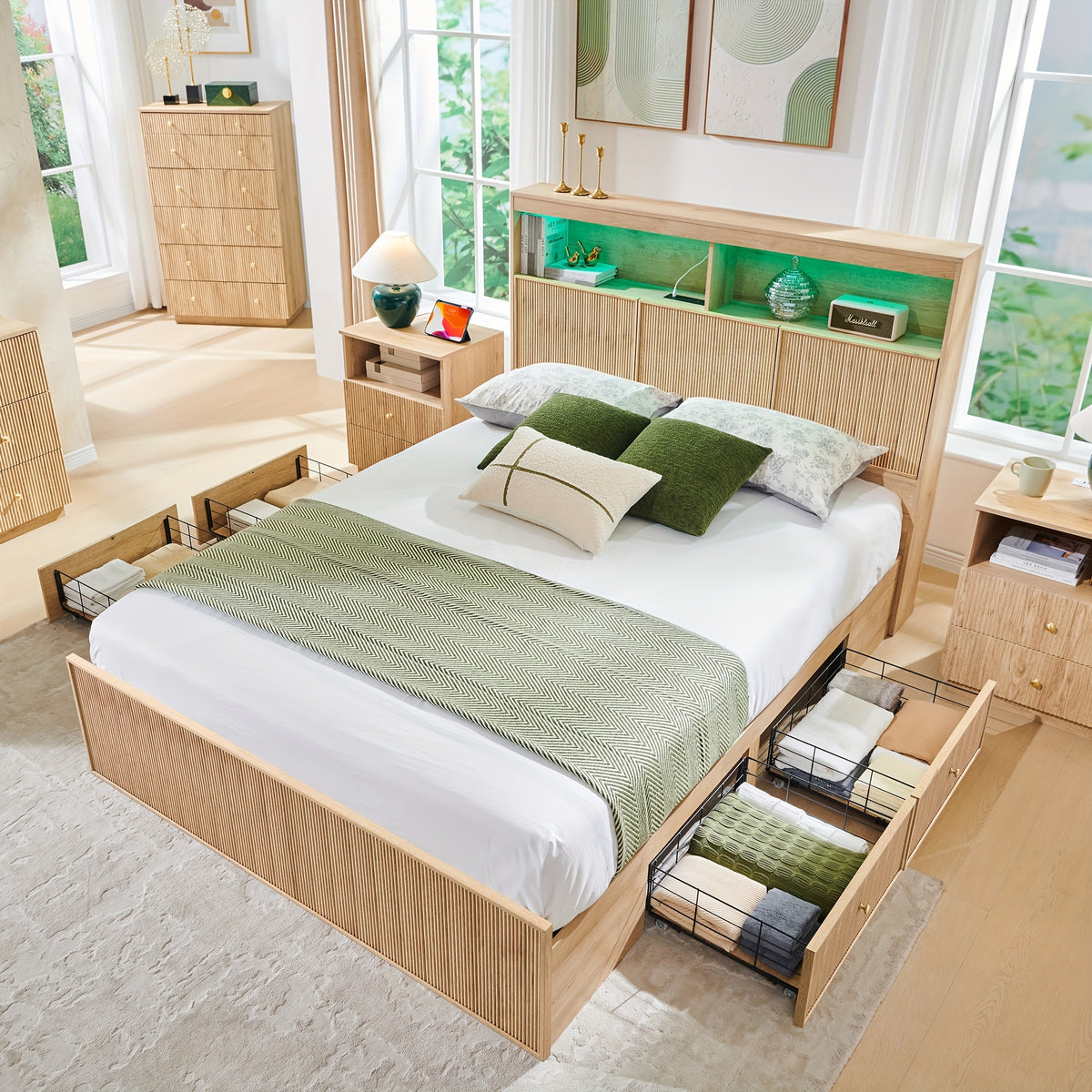 size bed frame 50 tall headboard wood platform - Temu