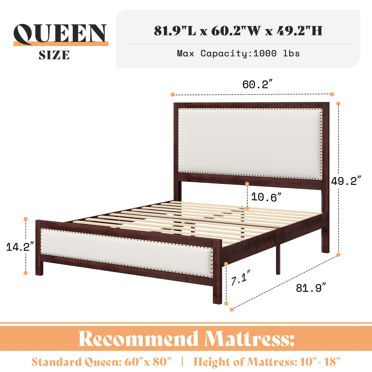 a platform bed featuring a sturdy wooden frame a linen - Temu