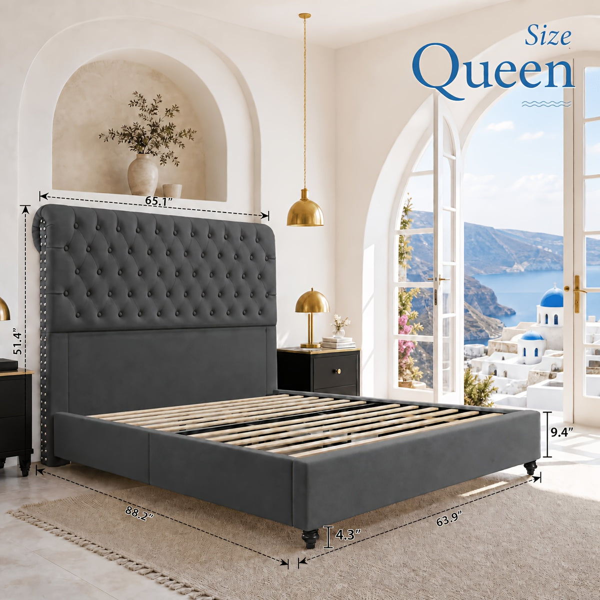 velvet upholstered   frame tufted headboard - Temu