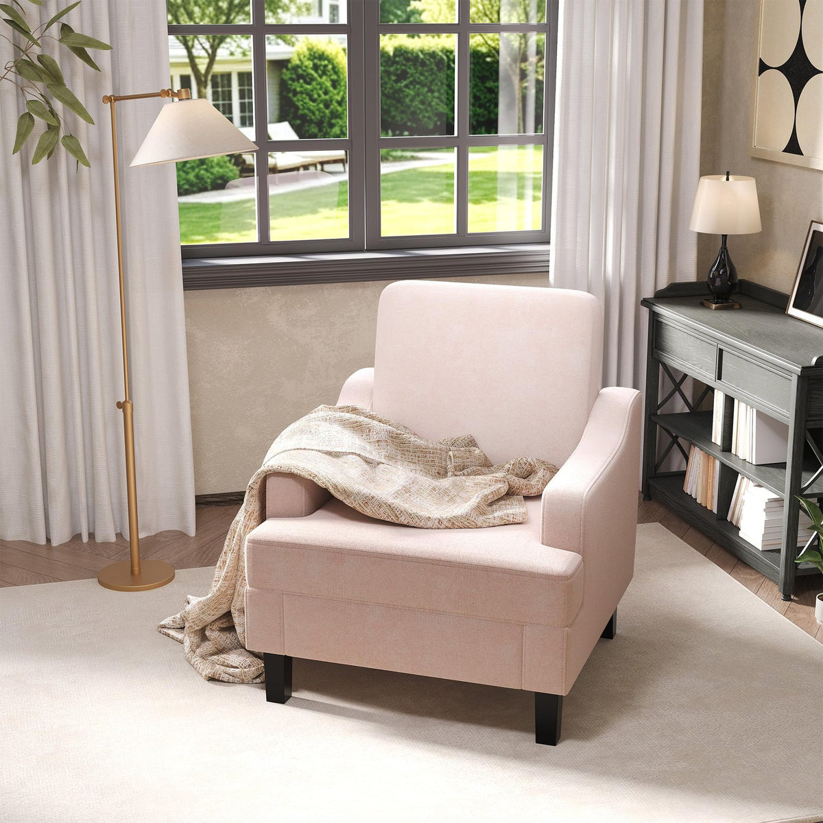 century modern chenille scoop accent chair ergonomic - Temu