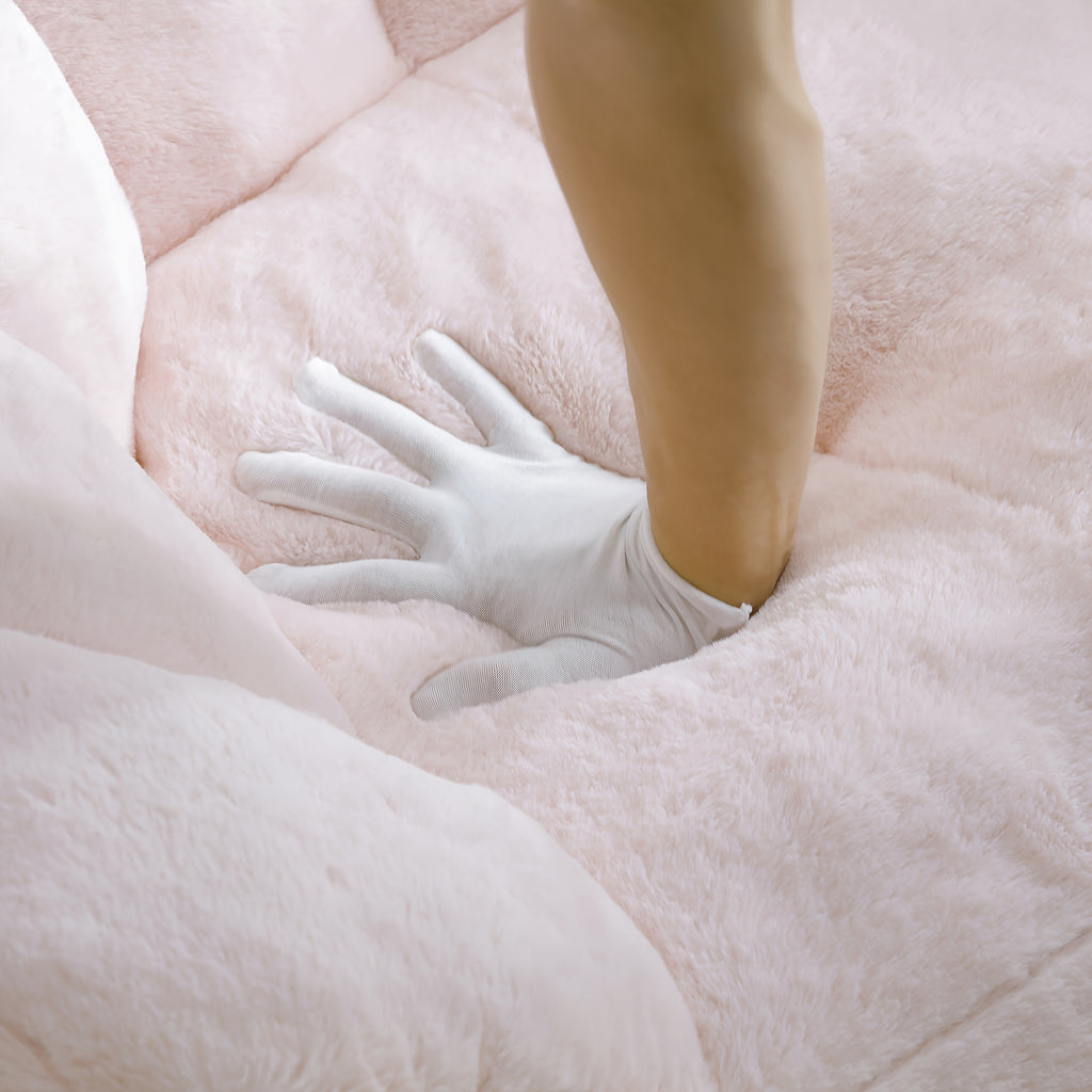 bean bag chair footrest faux fur lazy sofa seashell shaped - Temu