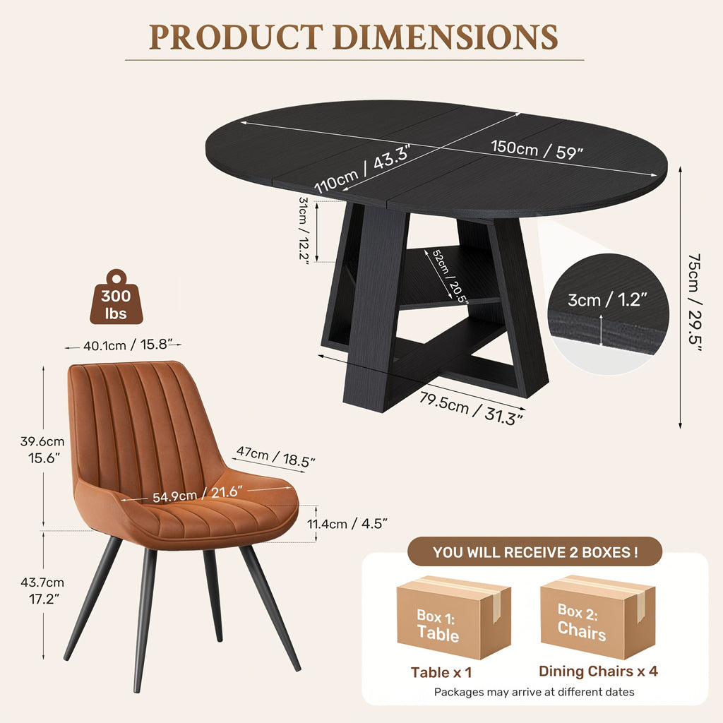 5pcs modern extendable oval dining table set suitable 4 - Temu