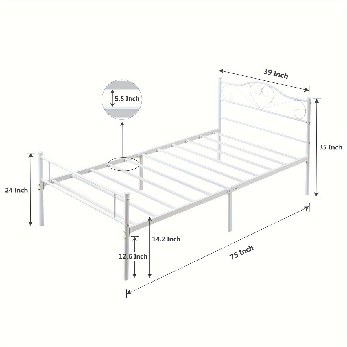 metal bed frame head   boards steel slats mattress - Temu