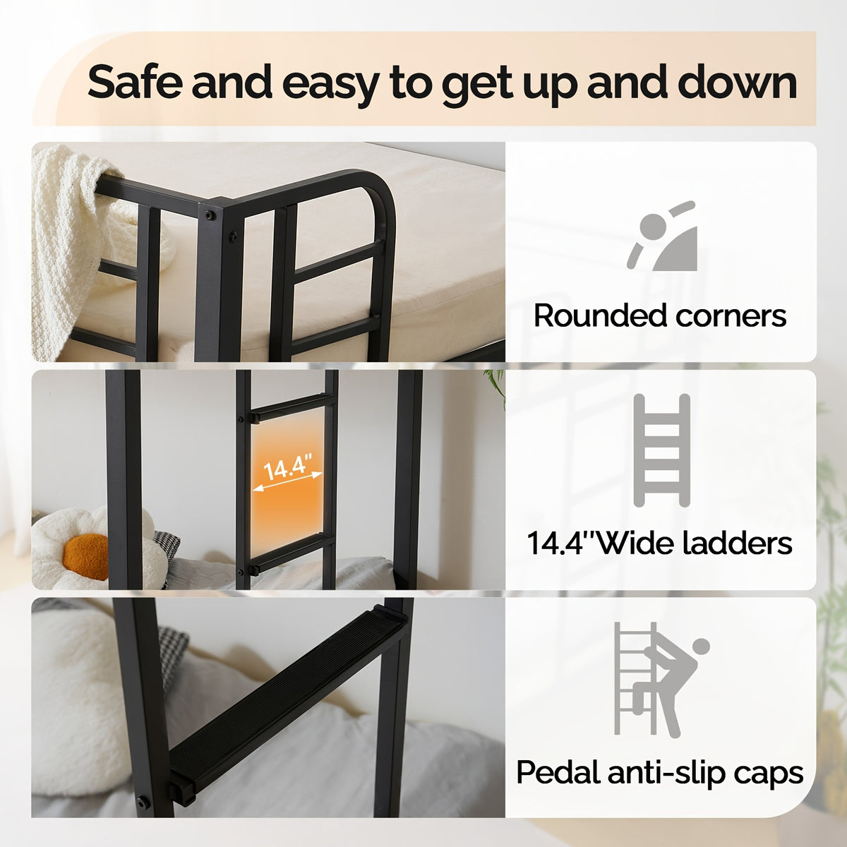 metal twin bunk bed framewith led lights non slip - Temu