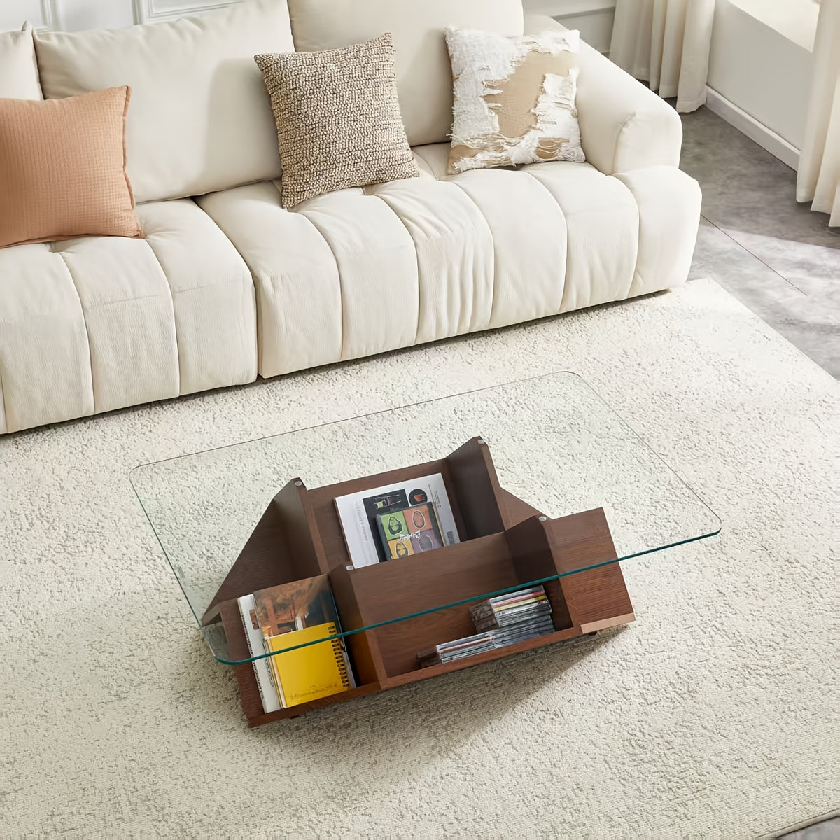 coffee table modern   tempered glass mdf - Temu