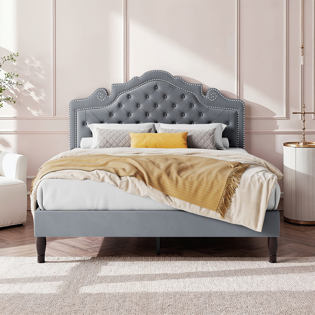 full queen king size bed frame adjustable velvet - Temu