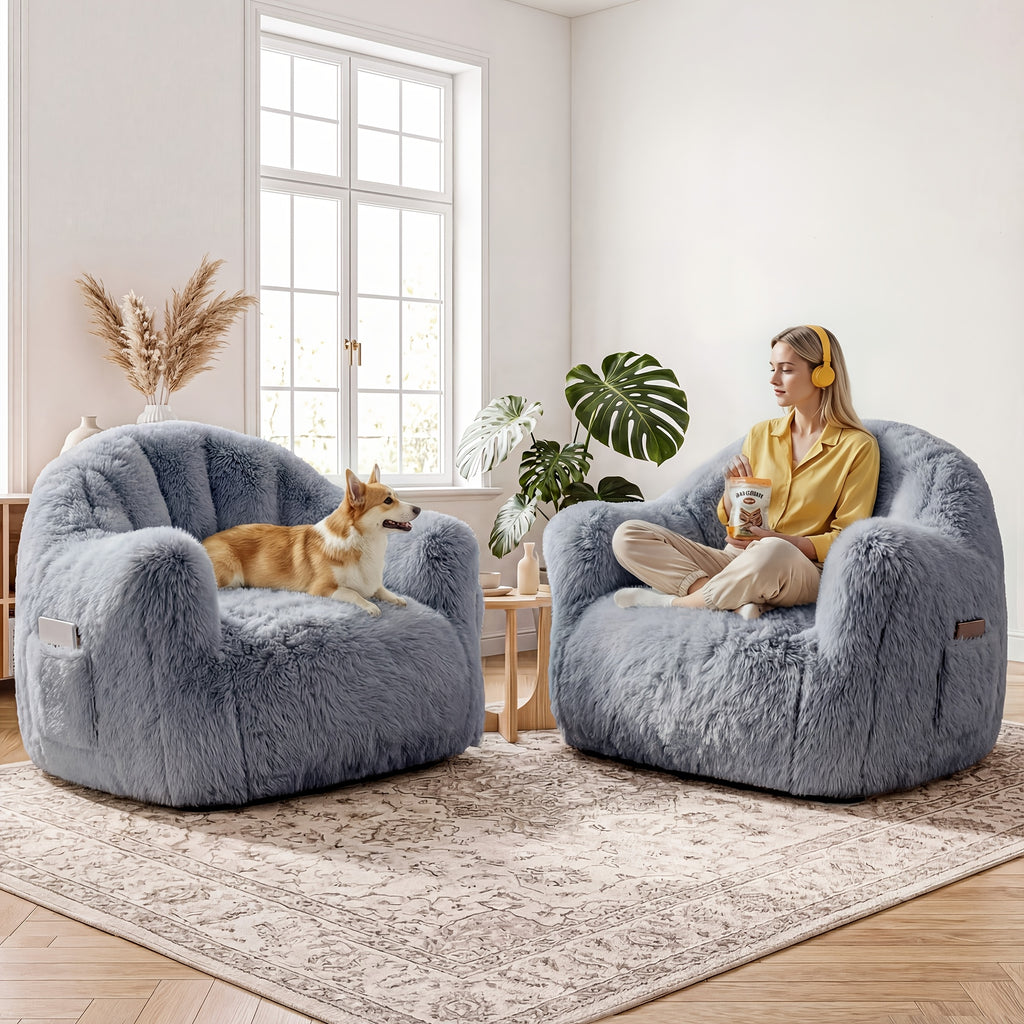 fluffy enormous bean bag chair armrests   - Temu