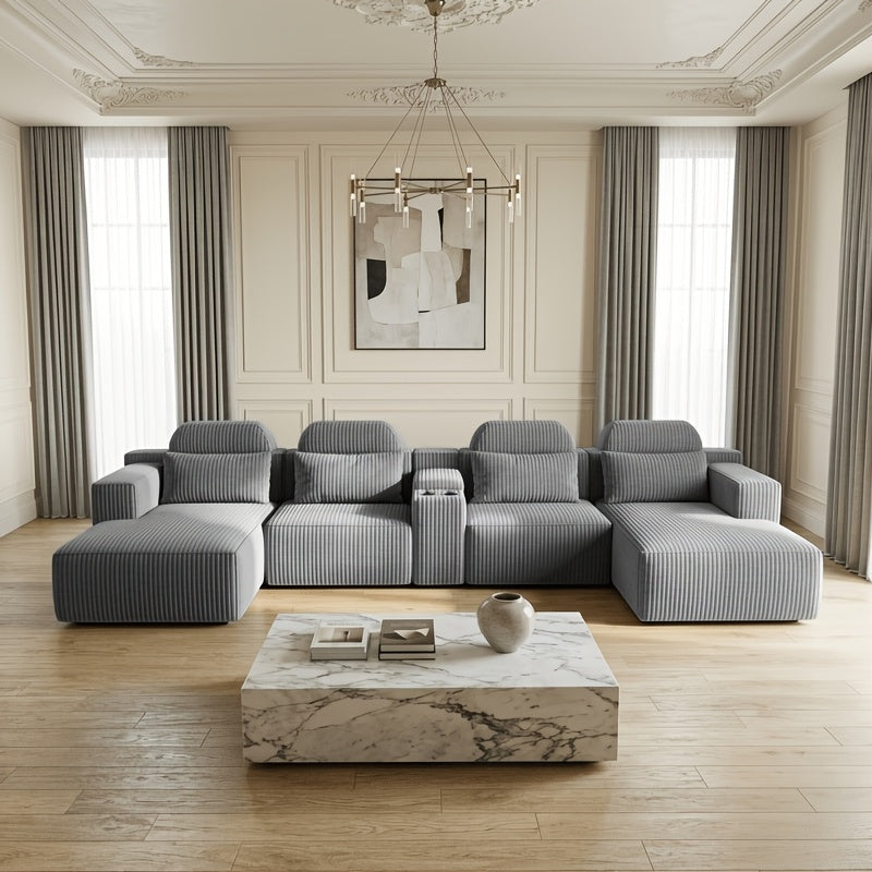 luxury u shaped modular living room sofa cup holders - Temu
