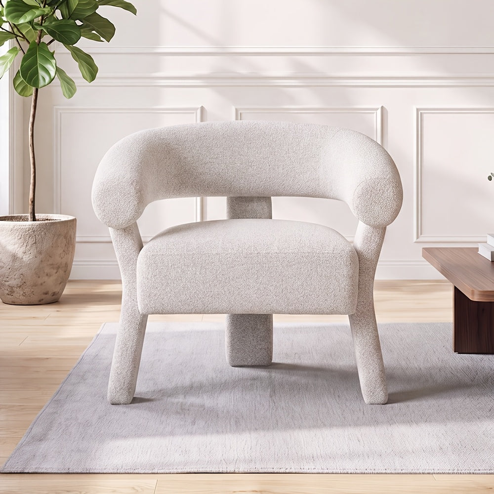 modern   boucle accent chair curved   armchair - Temu