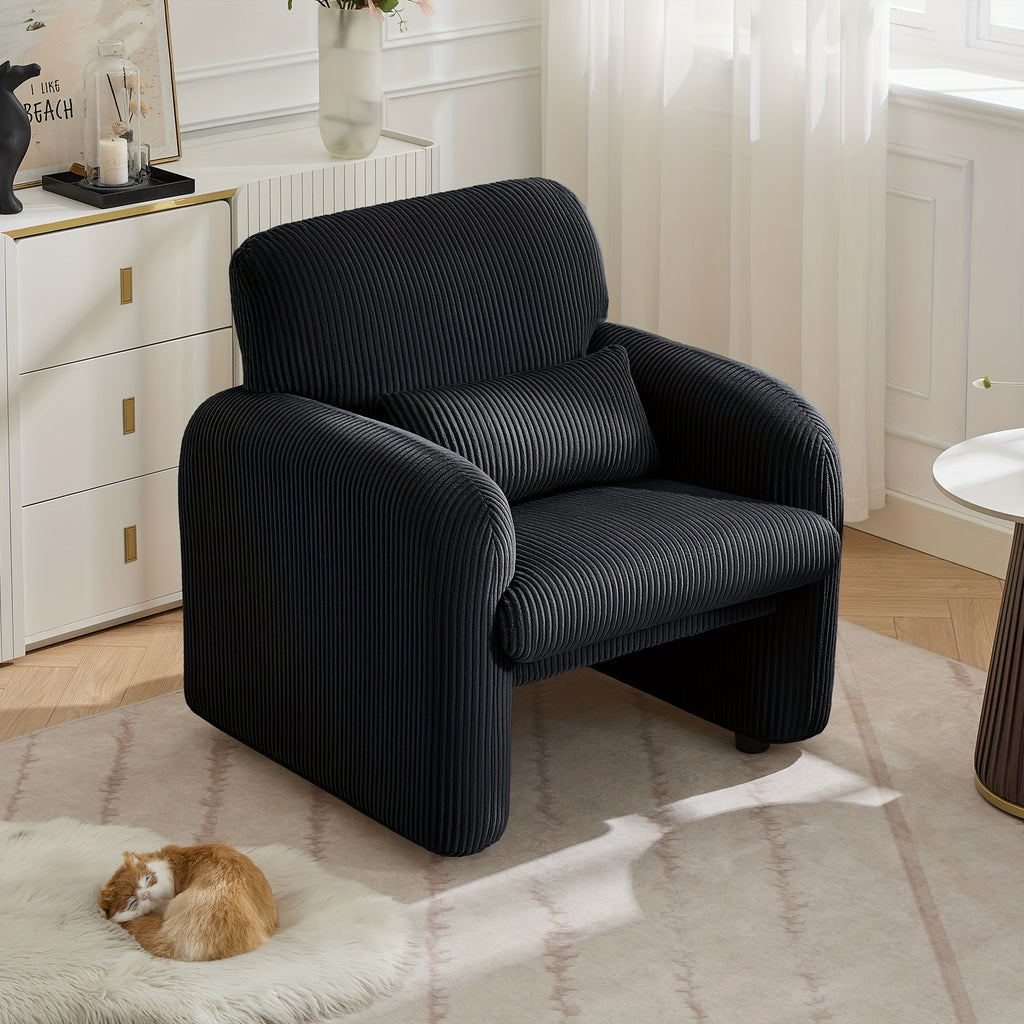 corduroy fabric accent chair modern upholstered living room - Temu