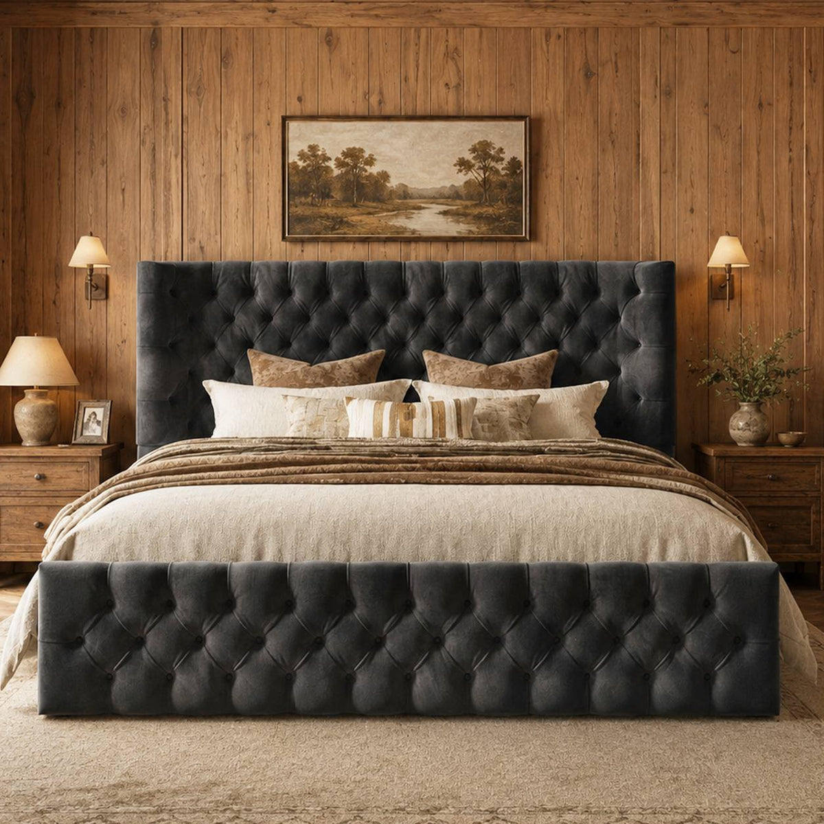 king size   upholstered bed frame tall - Temu