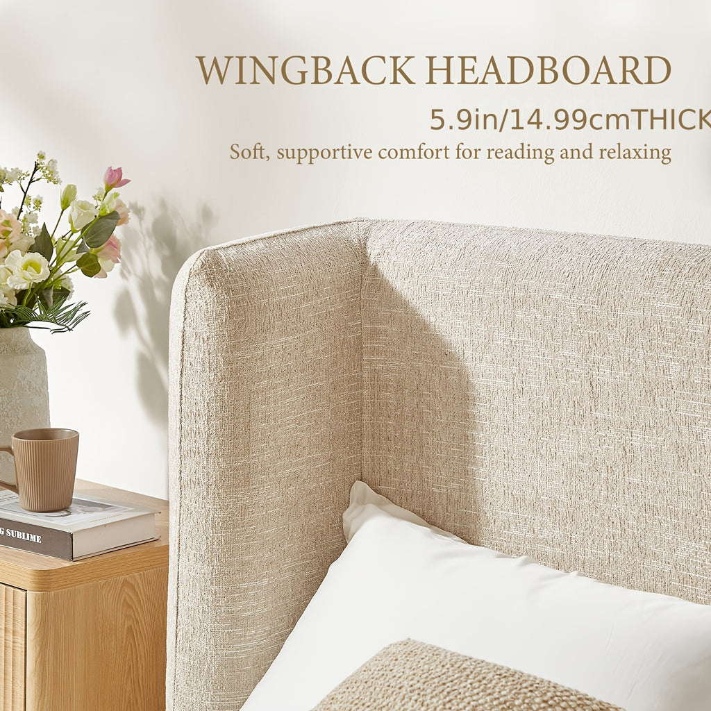 upholstered platform bed frame a headboard backrest - Temu
