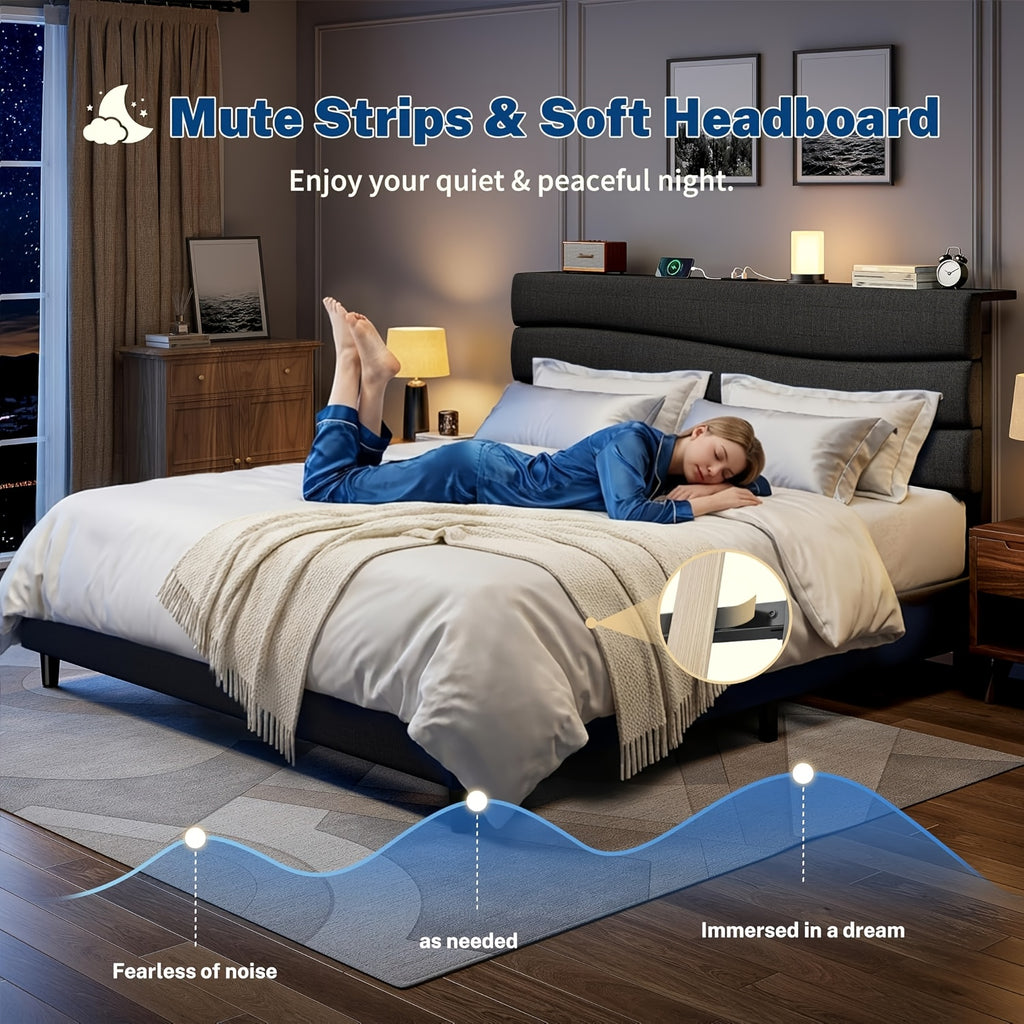 upholstered king queen full twin size bed frame - Temu