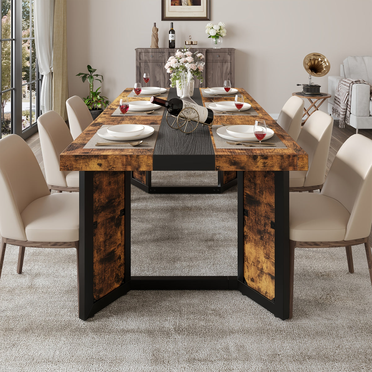 a   industrial dining table designed 6 8 individuals - Temu