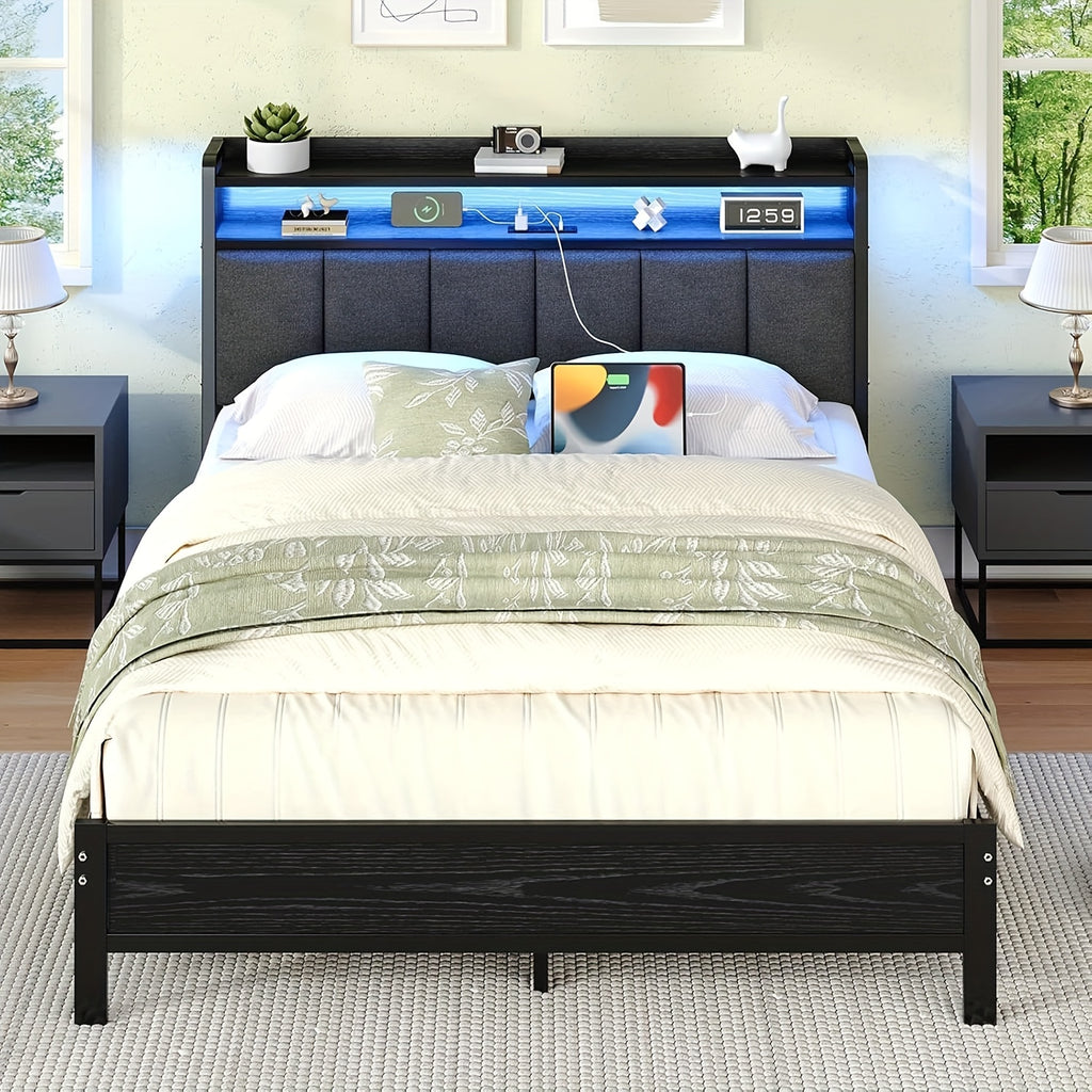 twin full queen king bed frame storage headboard upholstered - Temu