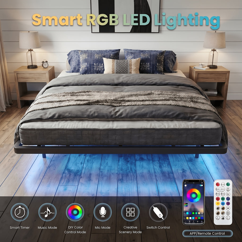 twin full queen king floating bed frame smart led - Temu