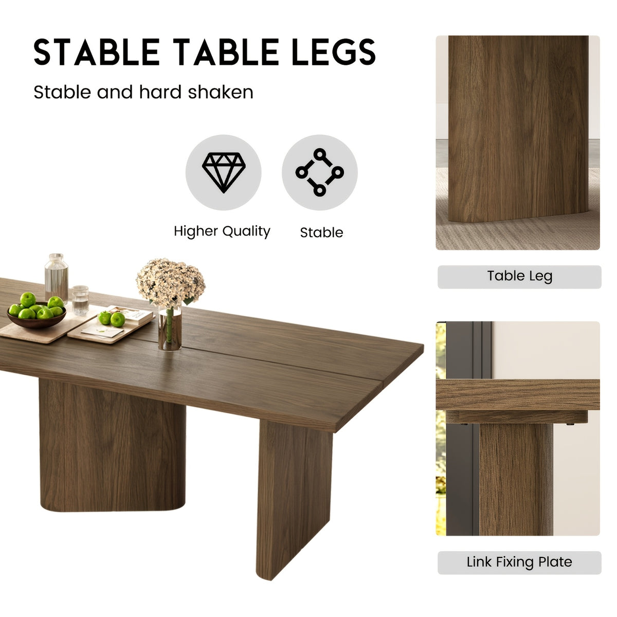 modern oak grain dining table set large tabletop stable 3d - Temu