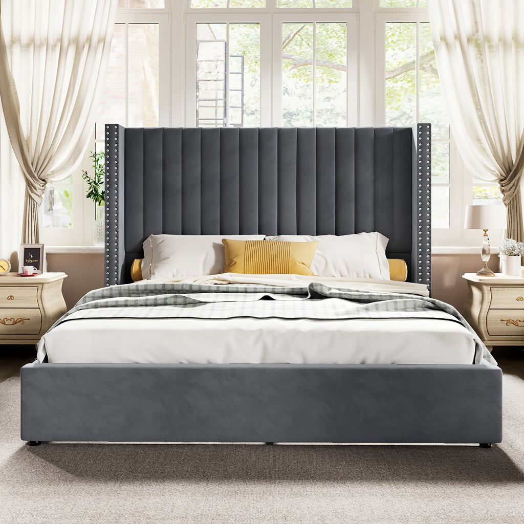 lift upholstered wingback platform bed frame - Temu