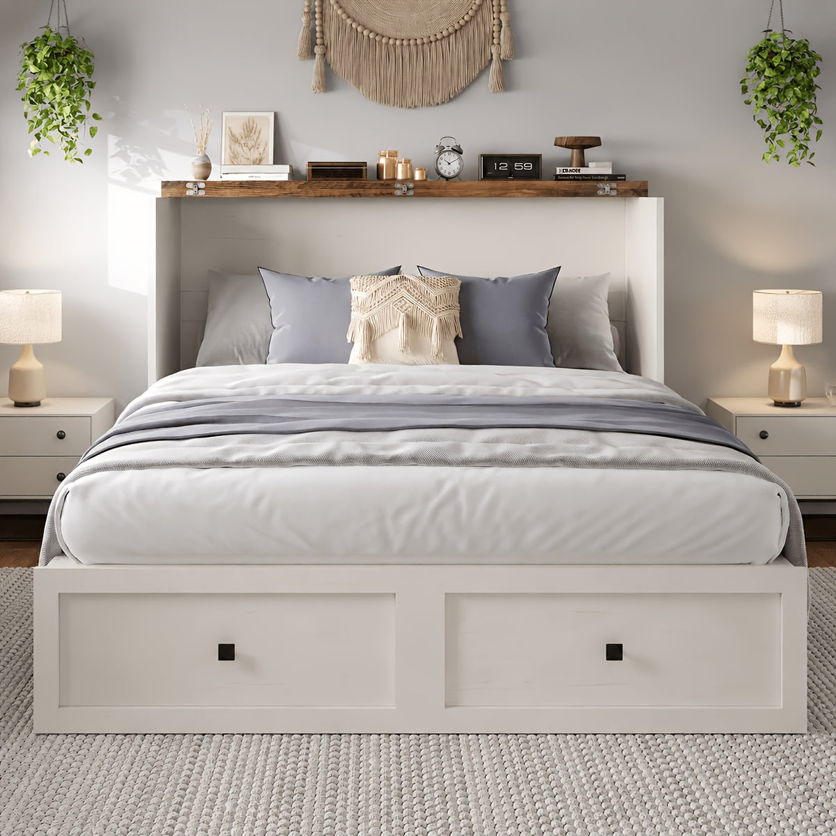 farmhouse murphy bed storage charging station foldable panel - Temu