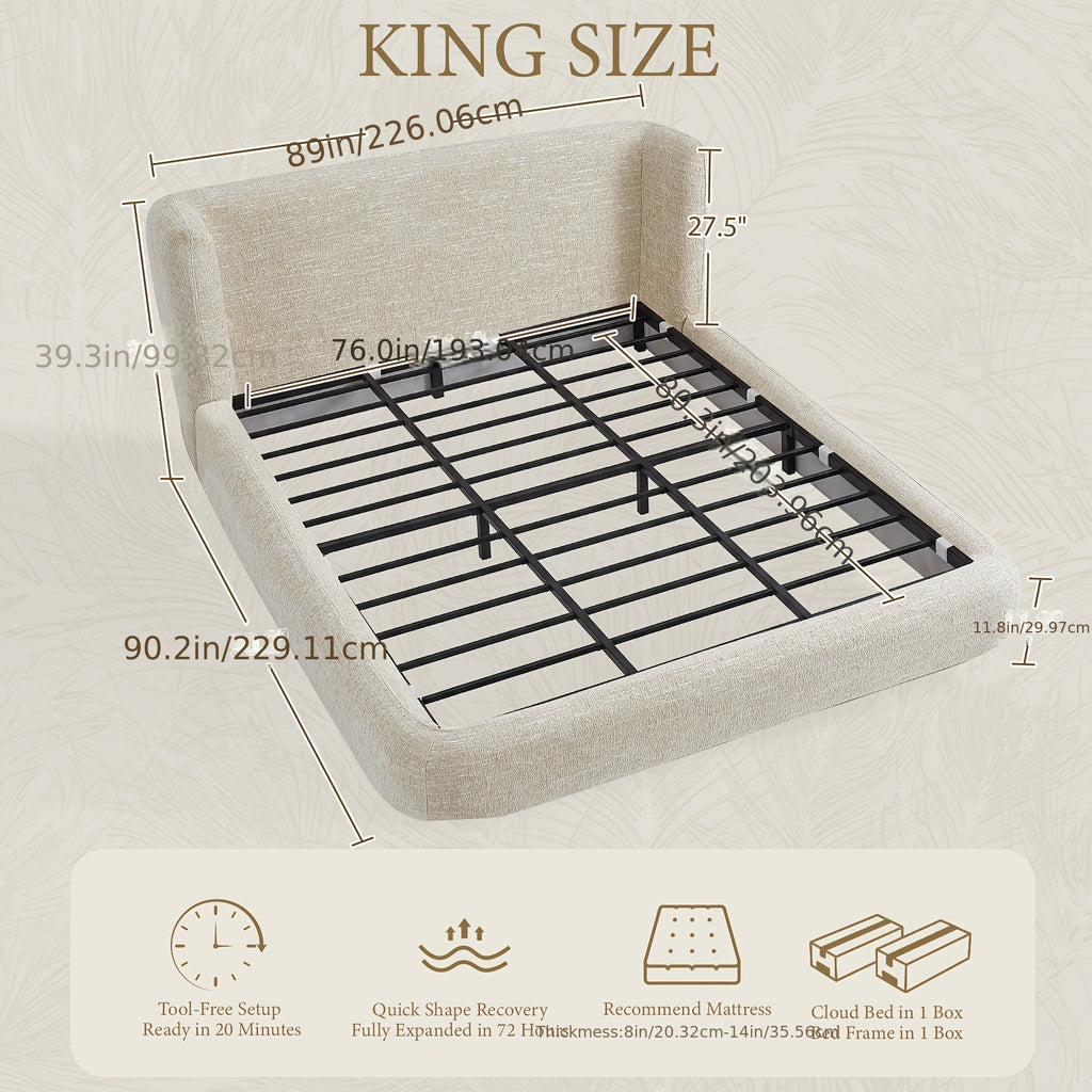 upholstered platform bed frame a headboard backrest - Temu
