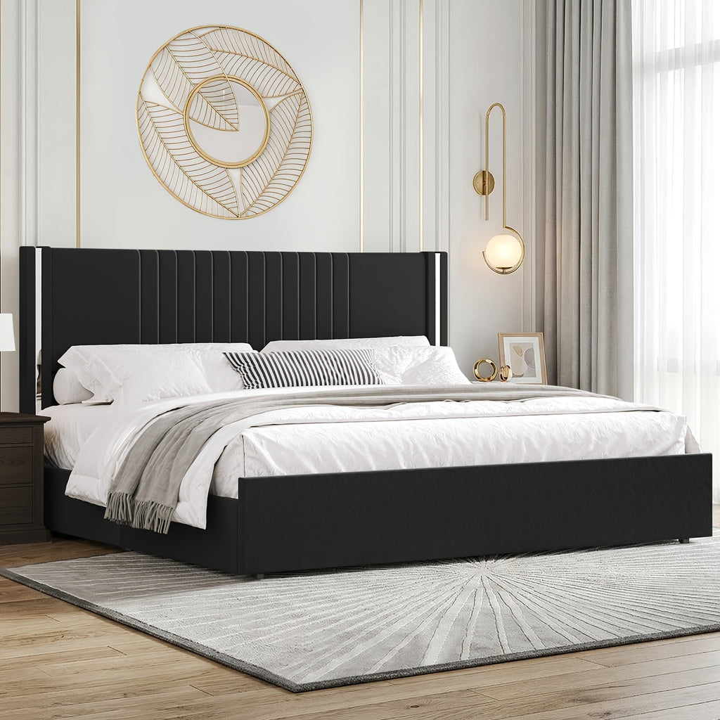 full queen king bed size frame velvet upholstered - Temu