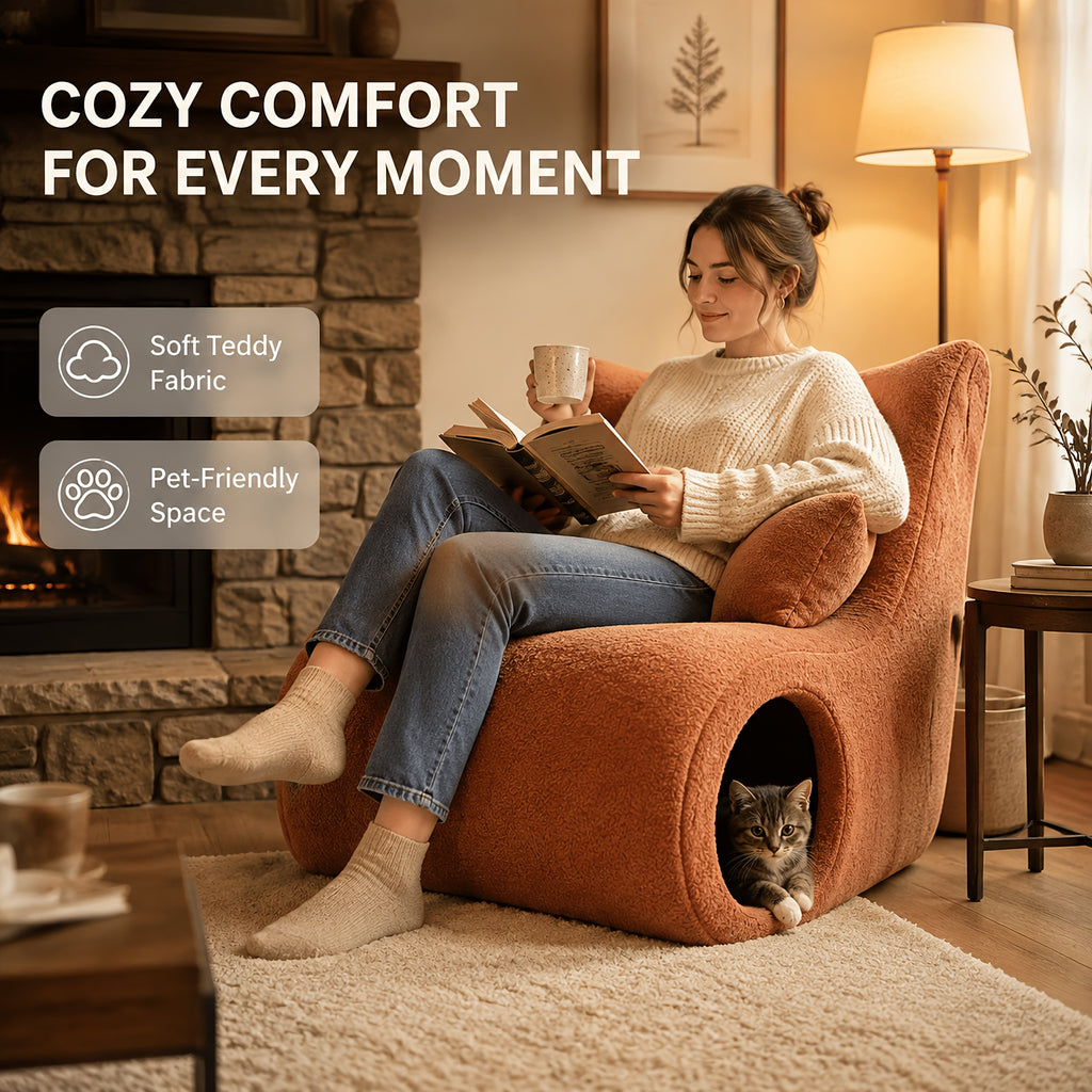 pet friendly teddy lounge chair human pet shared single sofa - Temu