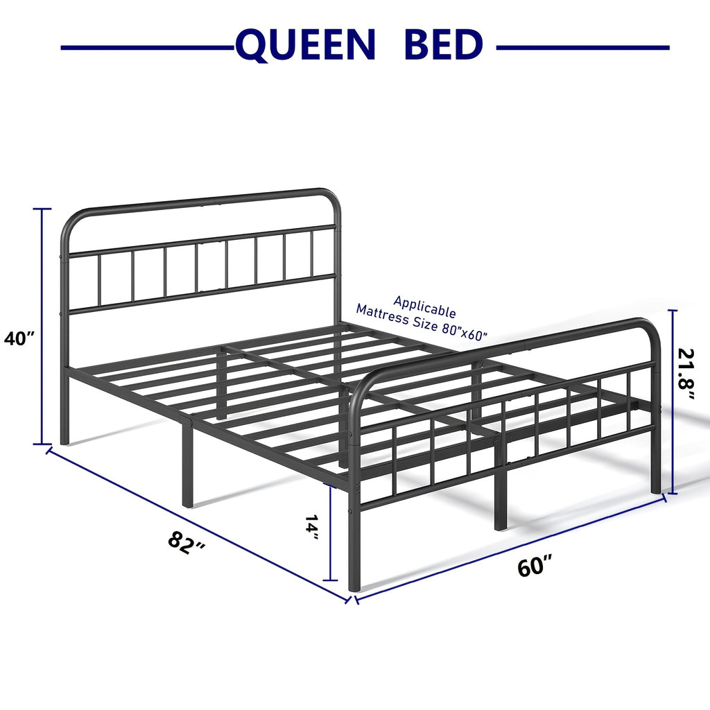 metal platform bed frame industrial style headboard - Temu