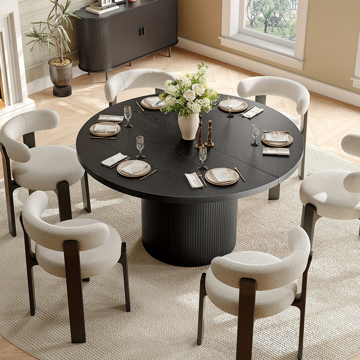 pazcasa 47 inch round dining table 4 circle kitchen table - Temu