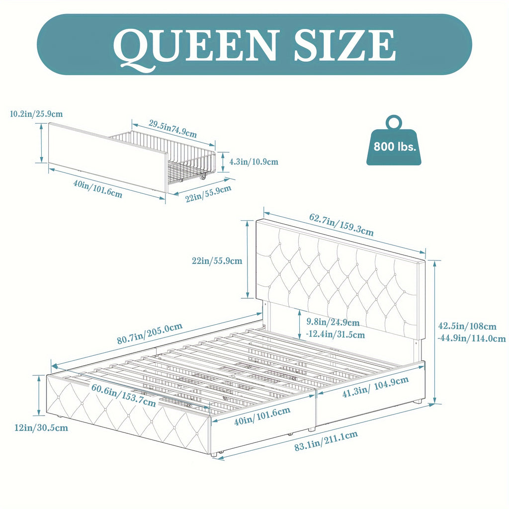 full queen king upholstered platform storage bed 4 - Temu